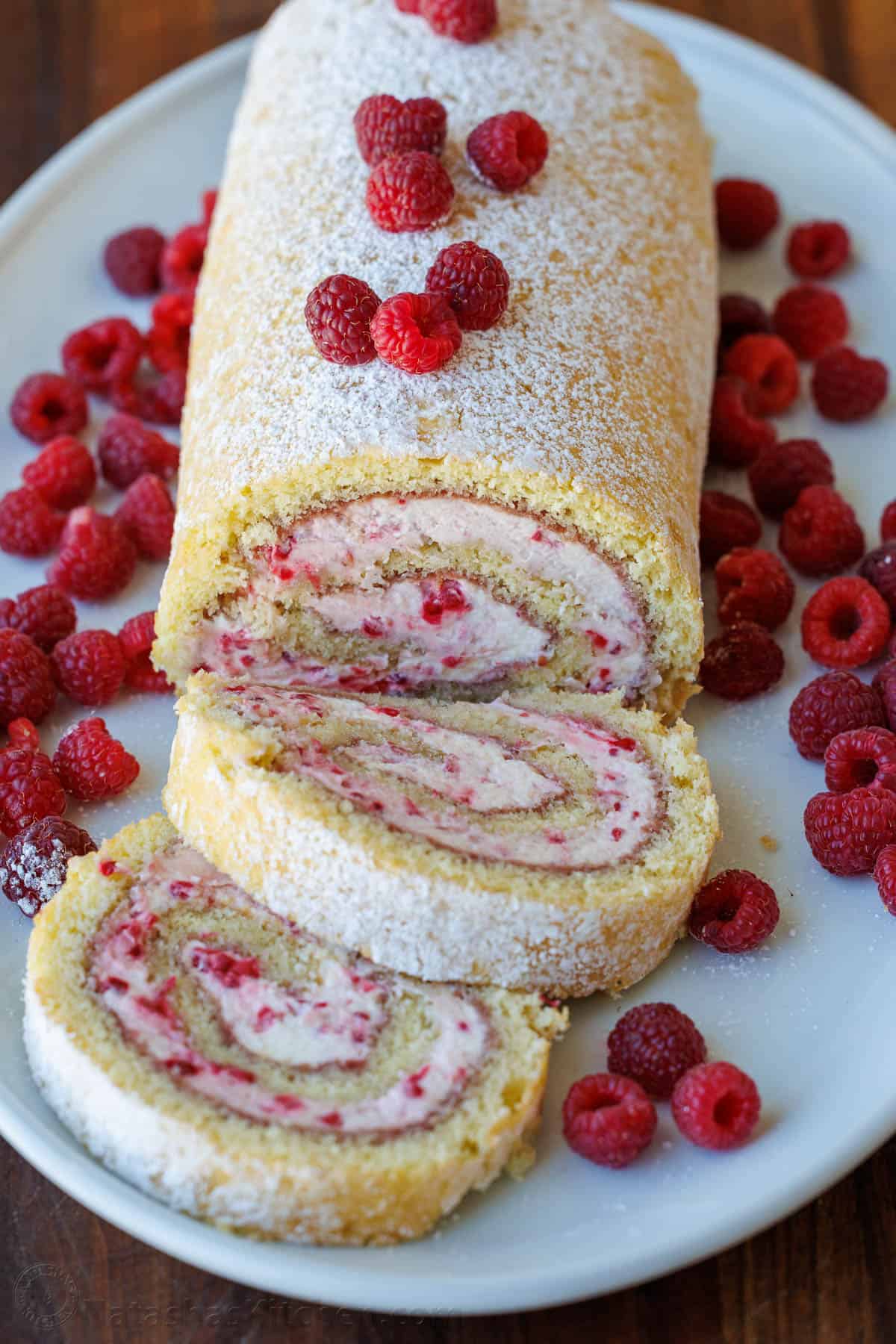 Raspberry Swiss Roll Cake